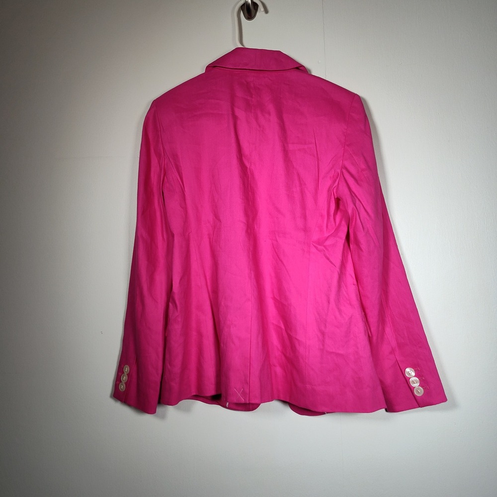 LOFT Womens Fuchsia Pink Shawl Collar Open Front Linen Blazer Jacket Size 4 NWT - Picture 5 of 11